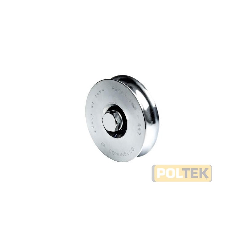 Ruota a fissare con gola semitonda a un cuscinetto, per cancelli scorrevoli.