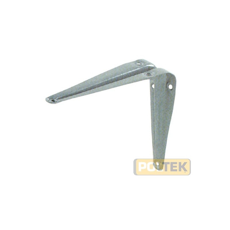 Mensole di lamiera stampata verniciate, per il fissaggio di ripiani. Il lato piu' lungo e' quello da fissare a parete.