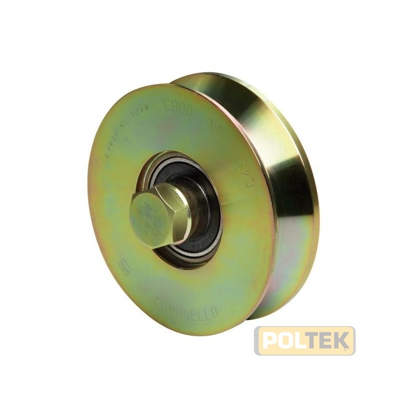 Ruota a fissare con gola a V a due cuscinetti, per cancelli scorrevoli.