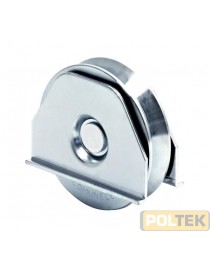 Ruota a fissare con gola a V e con piastre, a un cuscinetto, per cancelli scorrevoli.