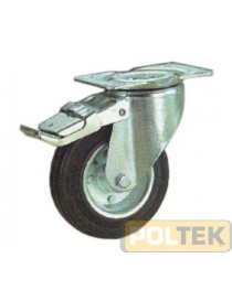 RUOTA CEBORA GOMMA GIREVOLE C/FRENO mm 100