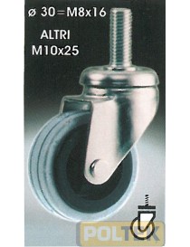 RUOTA CEBORA POLIMERO CON FILETTO M10 DF/7 mm 40 kg 25