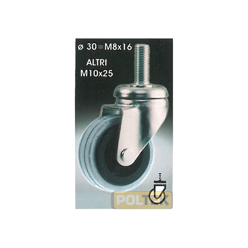 RUOTA CEBORA POLIMERO CON FILETTO M10 DF/7 mm 63 kg 40