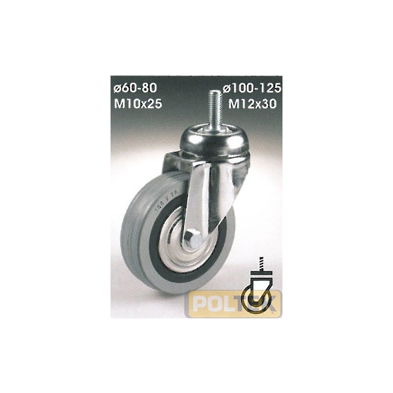 RUOTA CEBORA POLIMERO CON FILETTO M10 TBF mm 80 kg 60