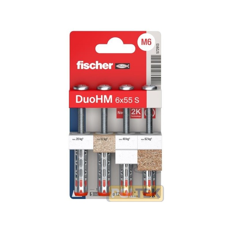 TASSELLO FISCHER BLISTER ACCIAIO CARTONGESSO DUOHM-S PZ 6x55