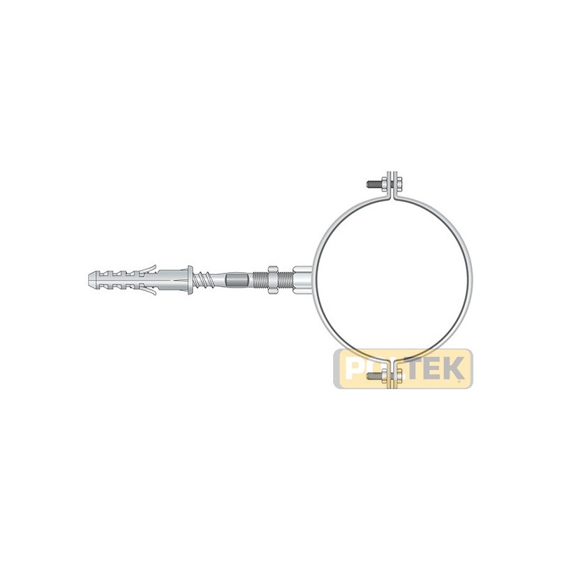 Collare pesante in acciaio zincato per tubi pesanti, con dado saldato M8, completo di vite e tassello, in buste da 2 pezzi