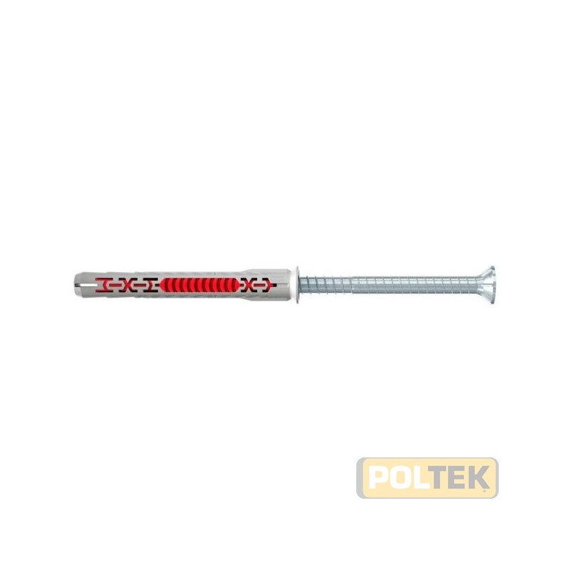Tassello prolungato bi-materiale con marcatura CE con vite premontata a testa svasata piana e impronta Torx.
