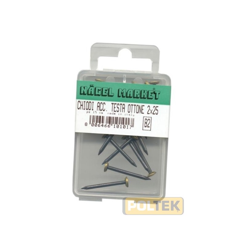 BUSTA CHIODI ACCIAIO C/TESTA OTTONE 2x20
