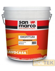 BRAVOCASA è un'idropittura superlavabile a base di resina vinilica in dispersione acquosa, dotata di elevata copertura e forte 