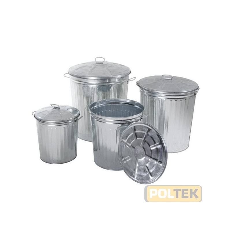 Contenitore zincato con coperchio per rifiuti o altri usi. Pratico, leggero e inossidabile. Perfetto per esterno.