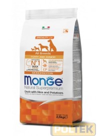 MONGE DOG ALL BREEDS PUPPY/JUNIOR ANATRA/RISO/PATATE KG 12