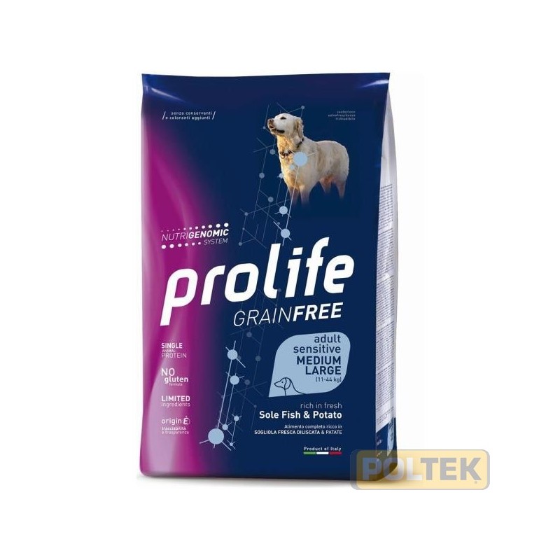 PROLIFE DOG GRAIN FREE SENSITIVE SOLE FISH&POTATO M/L 2,5 KG