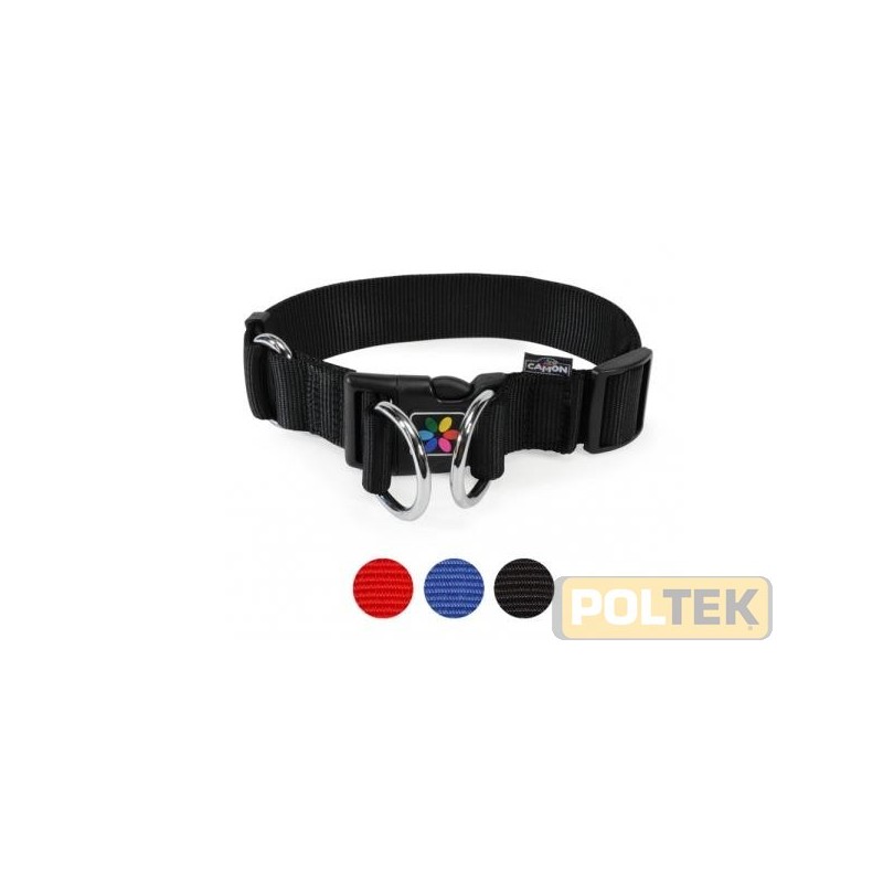 Questo classico collare in Nylon è molto resistente perché fatto con materiali di alta qualità e con nastro di nylon di largh