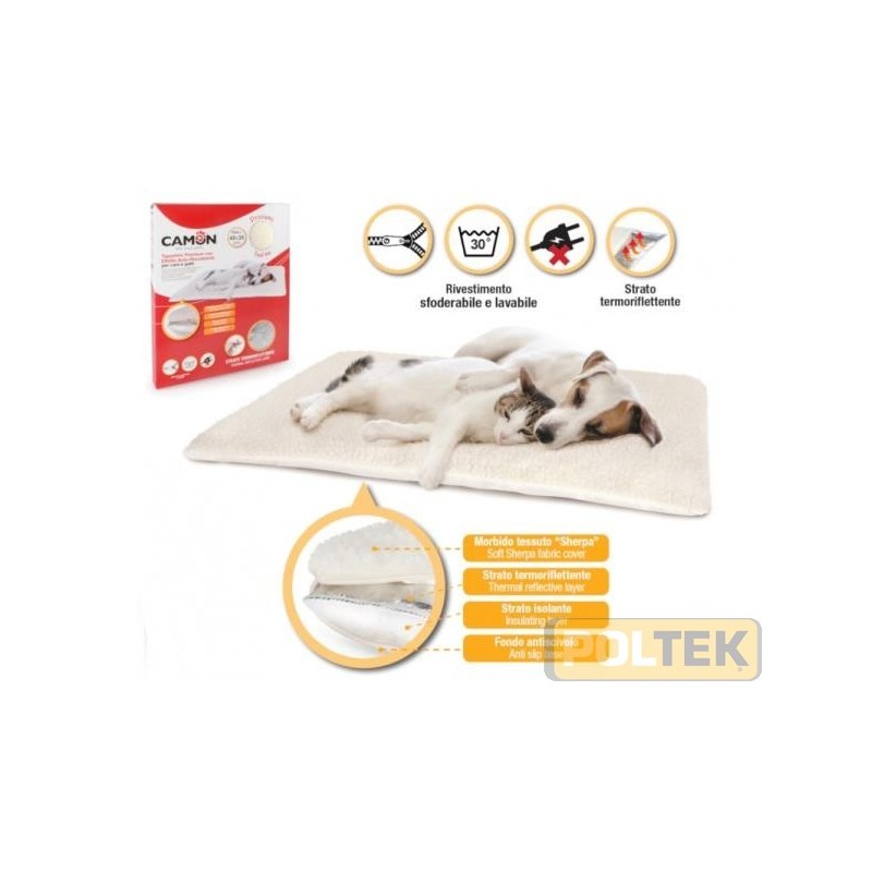 Questo innovativo tappetino, grazie alla sua particolare struttura interna, è ideale per riscaldare e isolare l’animale dalle