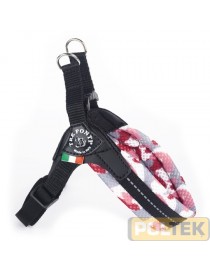 Stile mimetico anche per la pettorina dal mix perfetto di originalità, qualità ed ergonomia. Semplice da indossare come nessun