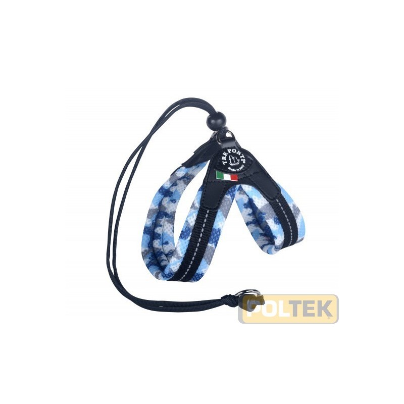 Stile mimetico anche per la pettorina dal mix perfetto di originalità, qualità ed ergonomia. Semplice da indossare come nessun