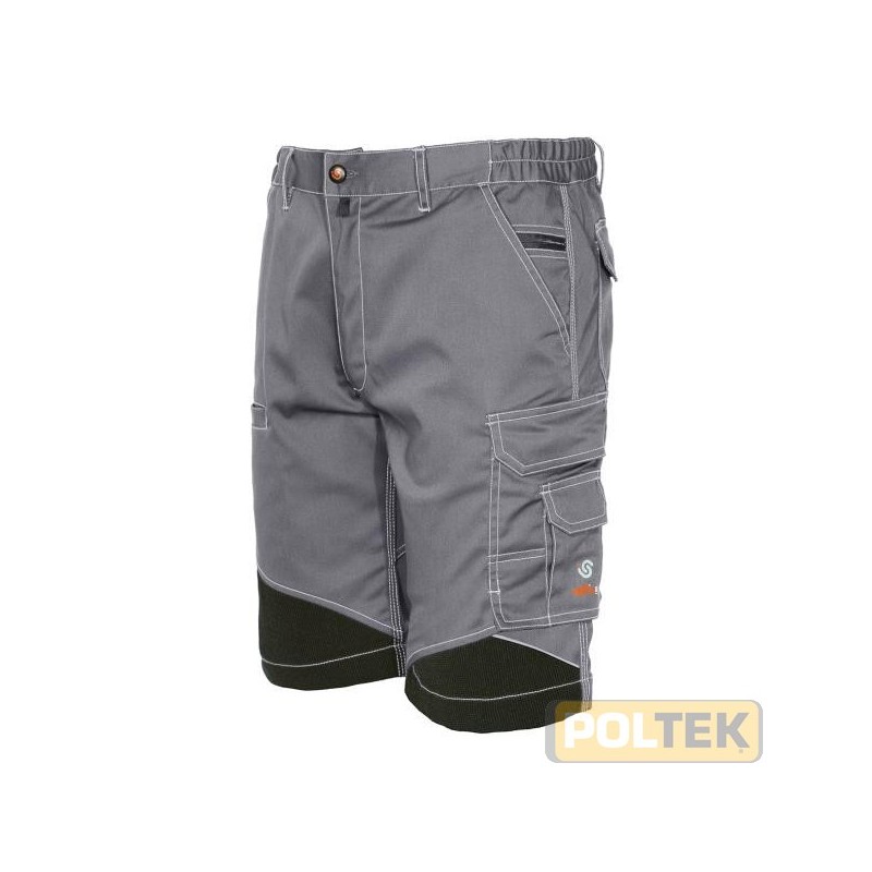 Bermuda tecnico con inserti in tessuto anti-abrasione, piping e tessuto elasticizzato; il prodotto consente contemporaneamente c