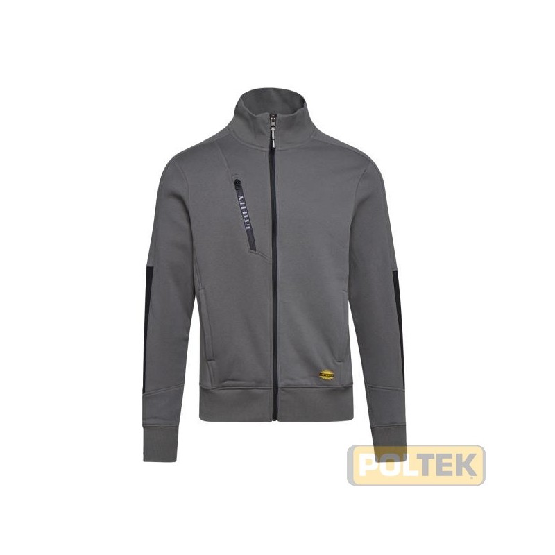 Felpa con zip garzata con inserti laterali neri su maniche e fianchi. Due tasche aperte laterali e una tasca frontale con zip. C