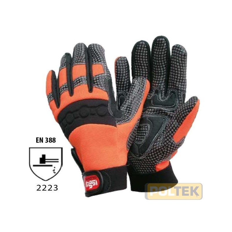 Tech con palmo in pelle sintetica Clarino. Palmo legato in silicone per assicurare un' ottima presa, imbottitura shock assorbent