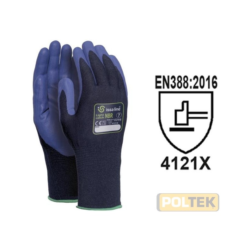 GUANTO ISSA NYLON 18 AGHI LIGHT SPALMATURA NITRILE tg. 9