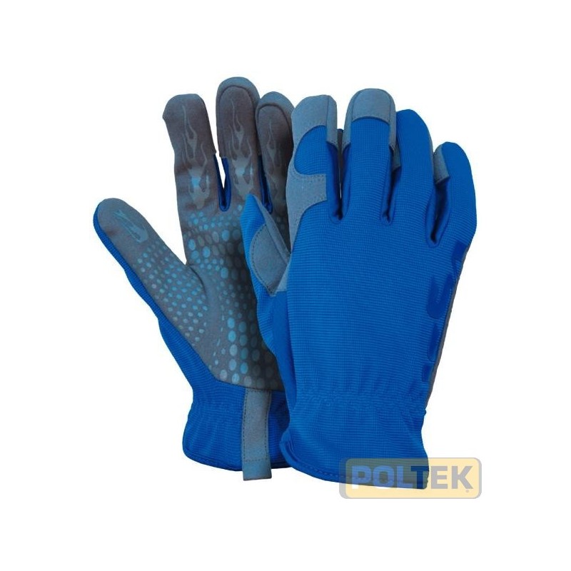 Guanto High Tech con palmo in morbida pelle sintetica Clarino sulla quale sono stati applicati degli inserti in silicone per aum