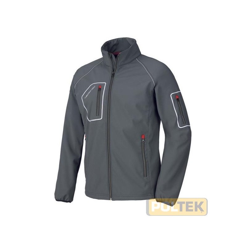 La giacca tecnica in softshell 04515N JUST, con membrana TPU impermeabile e altamente traspirante, dotata di numerose comode tas
