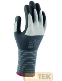 Guanto Showa 381 palmo rivestito in schiuma di nitrile microporoso antiscivolo con finitura goffrata su maglia di poliestere e m