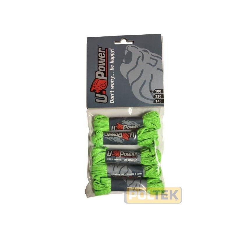 LACCI PIATTI VERDI FLUO U-POWER cm 120 (5 paia)