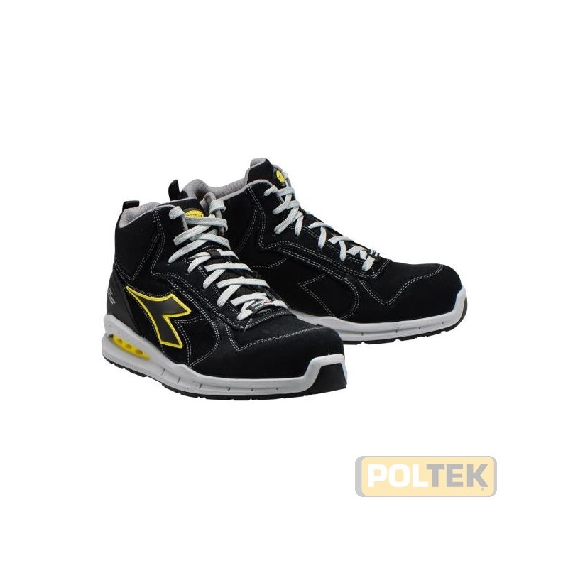 Calzatura di sicurezza mid cut S3 in crosta scamosciata idrorepellente con sistema di traspirazione laterale Net Breathing Syste