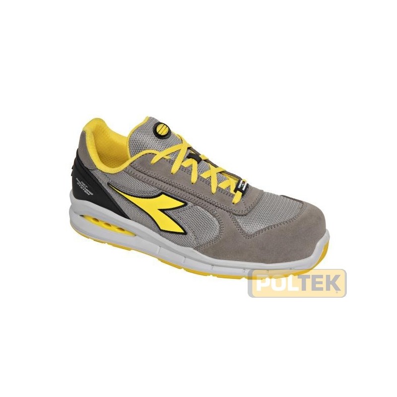 Calzatura di sicurezza bassa S1P in crosta scamosciata e mesh con sistema di traspirazione laterale Net Breathing System by Geox