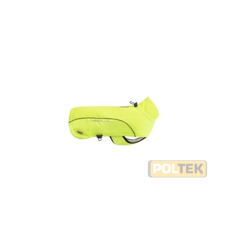 Impermeabile in tessuto tecnico, waterproof e windproof, con interno termico. Dotato di piping catarifrangenti, di coulisse per 