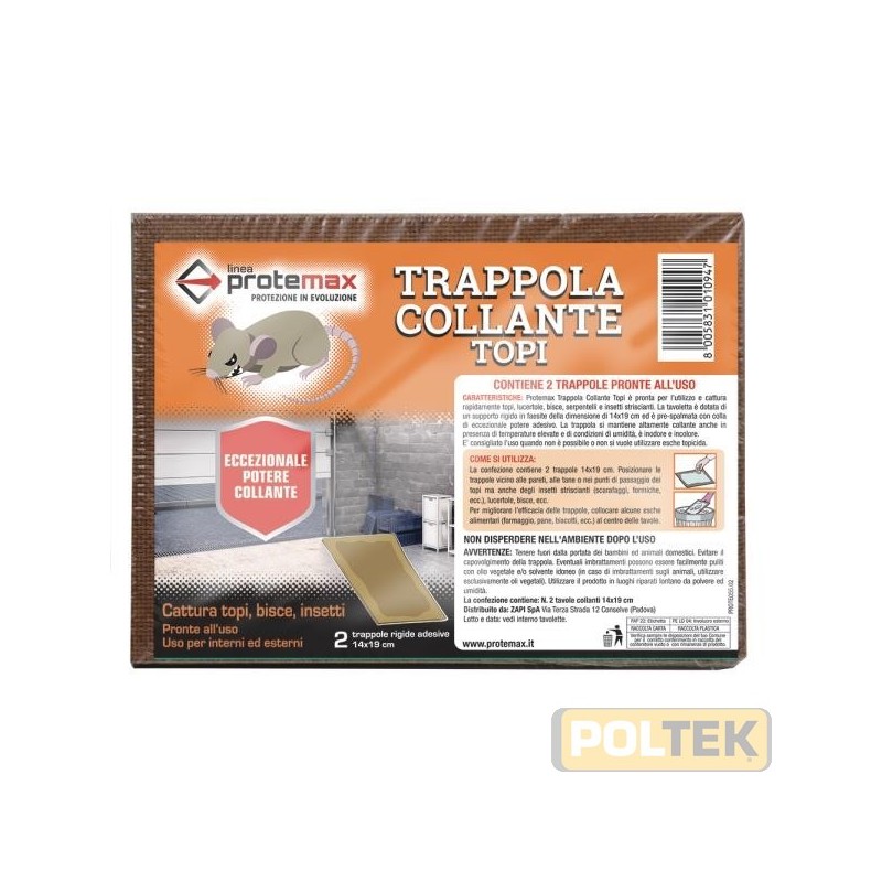 PROTEMAX TRAPPOLA TAVOLETTA TOPI MINI cm 15x20 pz.2
