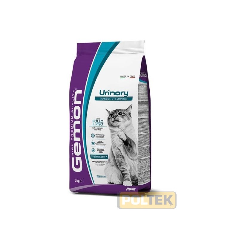 Gemon Urinary (+ 12 mesi) con Pollo e Riso è un alimento dietetico completo formulato per la riduzione delle recidive di calcol