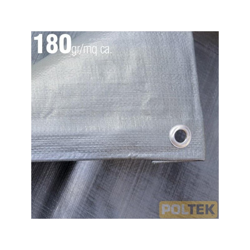 Telo occhiellato multiuso in polietilene, 180 gr/mq, robusto ed impermeabile, è adatto per coperture, stoccaggio, edilizia ecc.