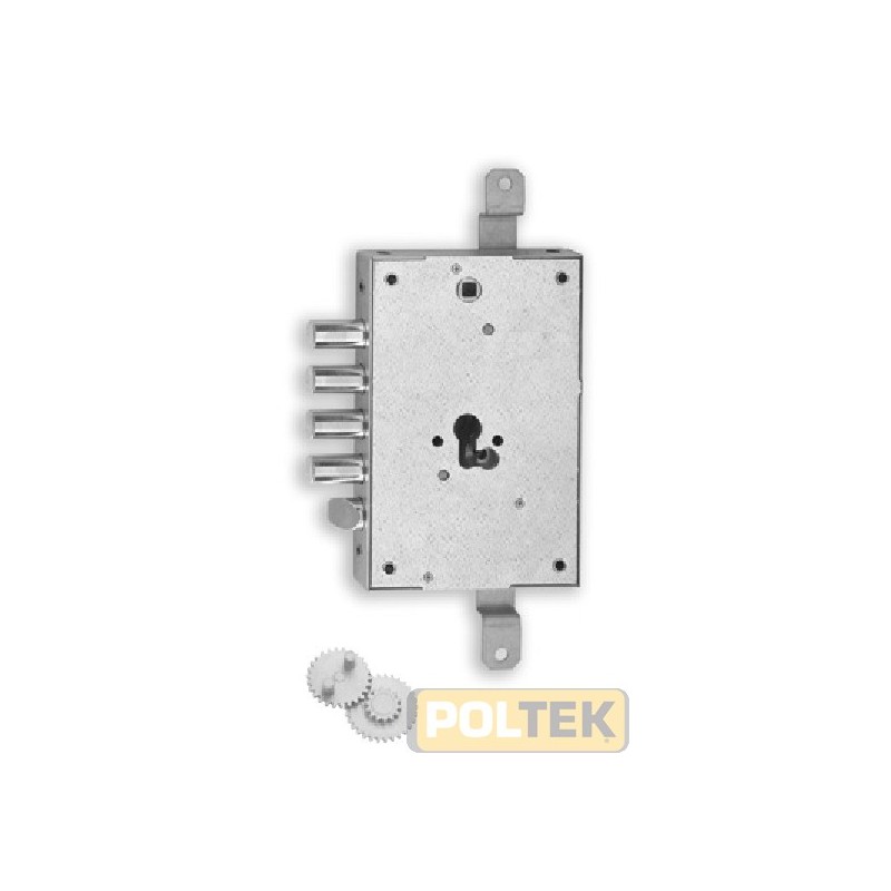 Catenaccio e scrocco reversibile, corsa mm 30, tre chiusure, zincata.