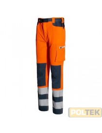 PANTALONE ISSA SOFTSHELL A.V. ARANCIO/BLU EN20471 tg. M