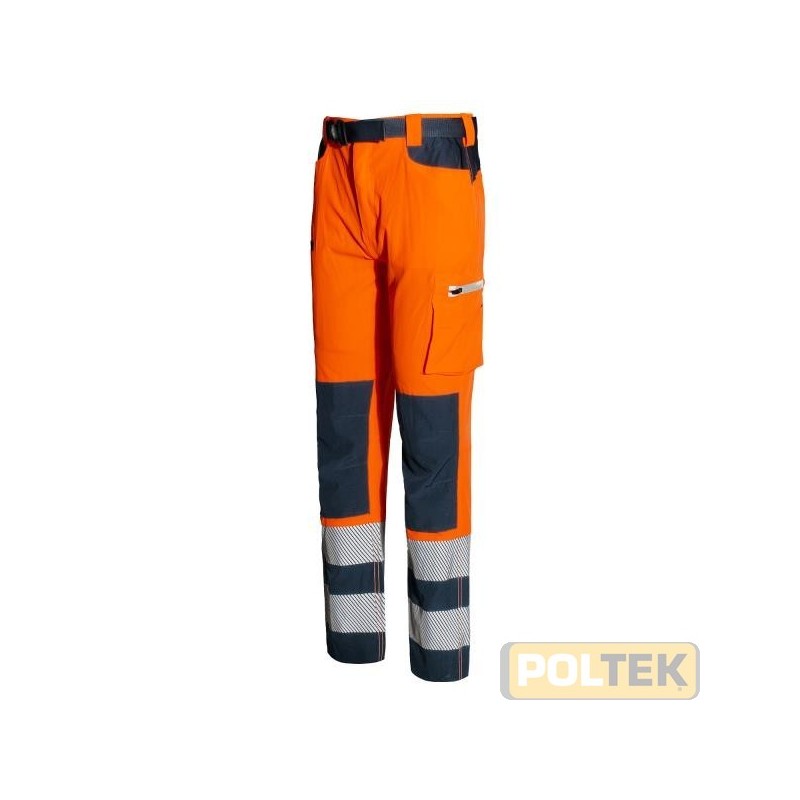 PANTALONE ISSA SOFTSHELL A.V. ARANCIO/BLU EN20471 tg. XL