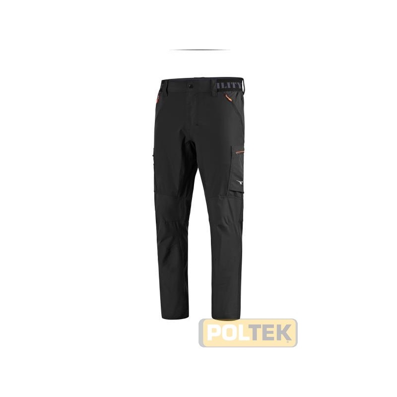 Pantalone in nylon stretch con elastico in vita e personalizzazione Utility. Tassello sul cavallo e gamba ergonomica per favorir