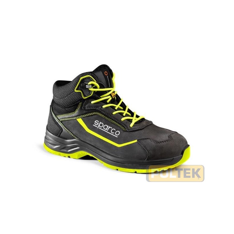 Calzature di sicurezza conformi alla nuova EN ISO 20345:2022, in morbido nubuck bottalato, suola in poliuretano bi-densità “F