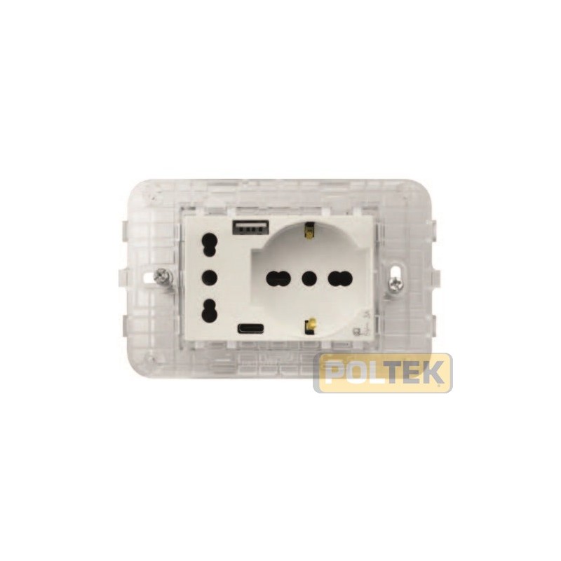 PRESA MONOBLOCCO MULTIFUNZIONE + USB COMP. BTICINO