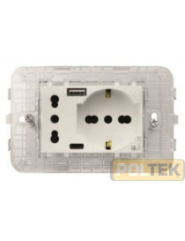 PRESA MONOBLOCCO MULTIFUNZIONE + USB COMP. VIMAR