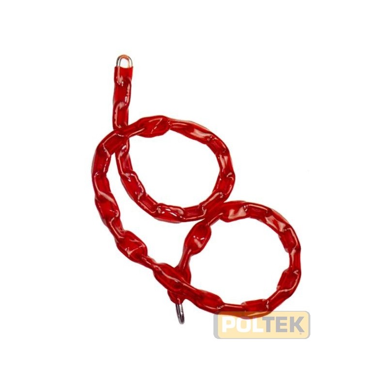 Acciaio cementato e zincato ricoperta da guaina termoretratta, colore rosso.