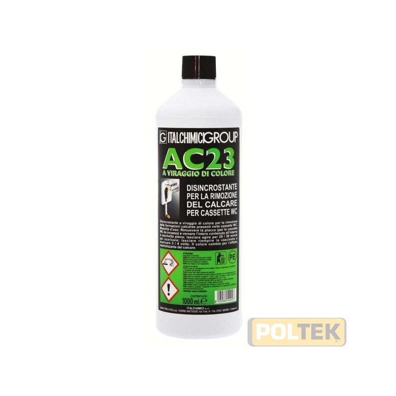 Disincrostante a viraggio di colore per la rimozione delle formazioni calcaree presenti nelle cassette WC, esterne o ad incasso.