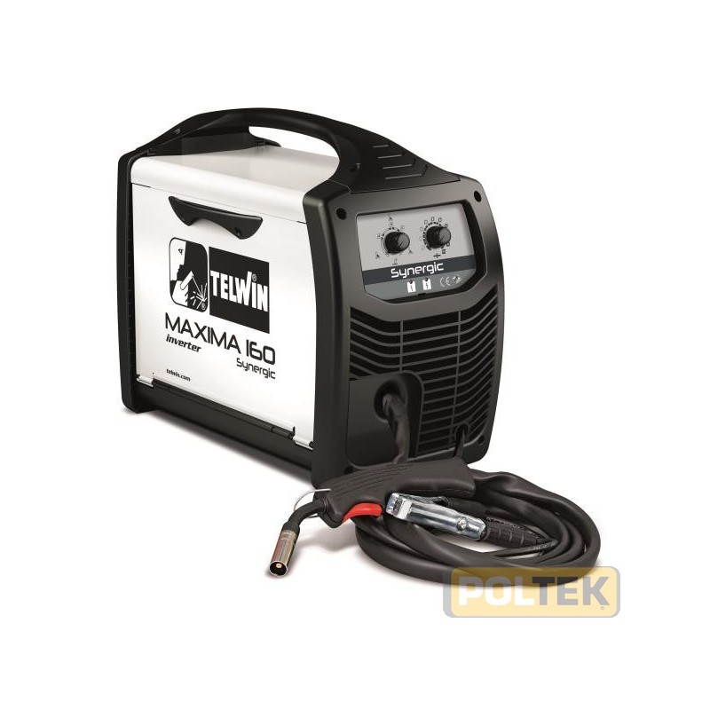 Saldatrice a filo continuo portatile, monofase, ventilata, per la saldatura flux (no gas) e Mig-Mag (gas). Protezione termostati