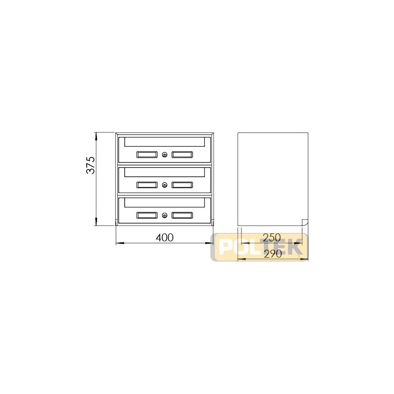 CASELLARIO POSTALE SILMEC SC5 RITIRO ANTERIORE 3 posti