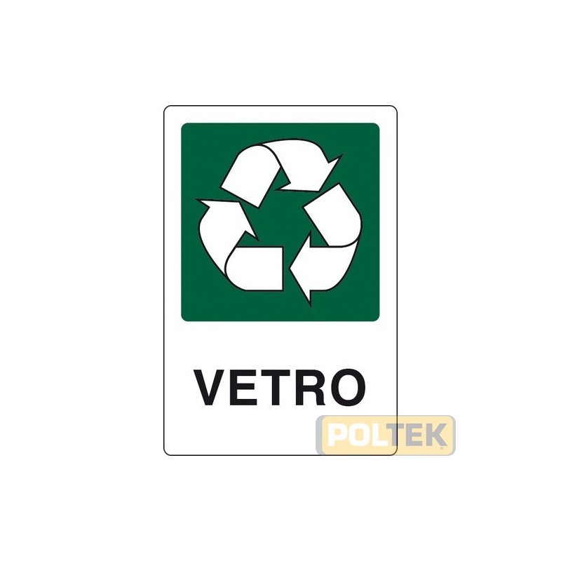 ETICHETTA ADESIVA RACCOLTA DIFFERENZIATA cm 30x20 "VETRO"