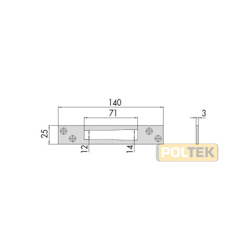 CONTROPIASTRA PIANA INOX mm145X25X3 PER CHIUSURE SUPPLEMENT