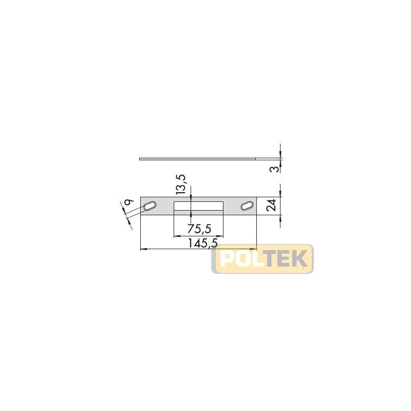 CONTROPIASTRA PIANA INOX mm145X24X3 PER CHIUSURE SUPPLEMENTo