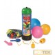 Il set comprende una bombola di 2,2 l di elio a 110 bar, la valvola di gonfiaggio, 30 palloncini diametro 25 cm e 20 m di filo p
