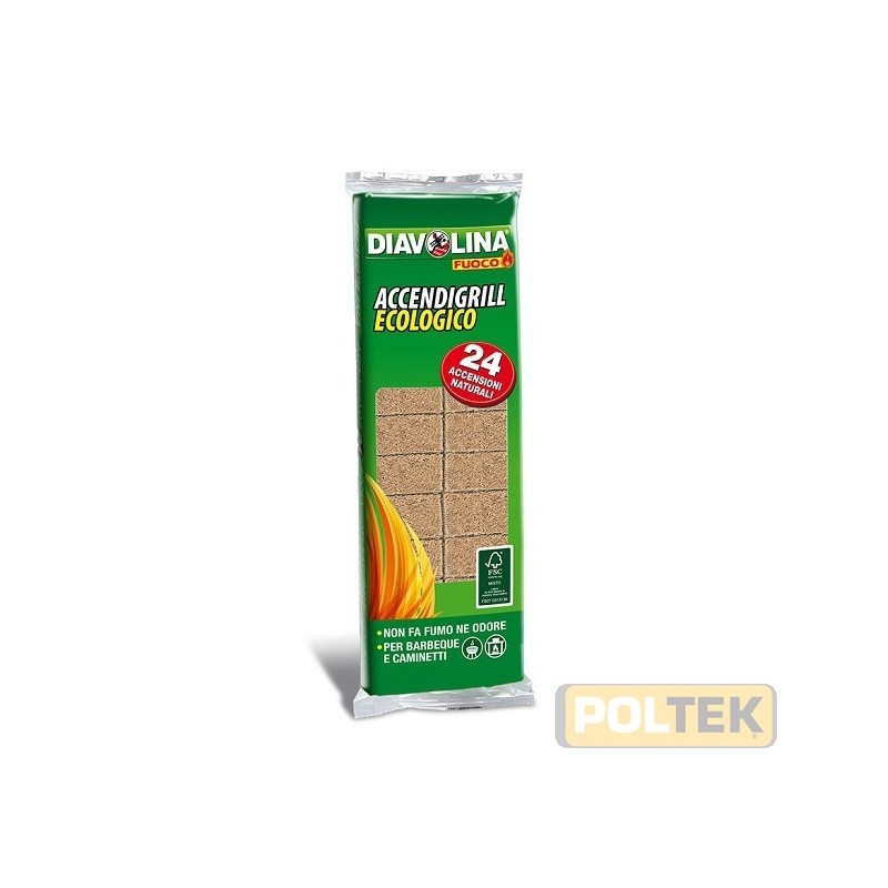 Diavolina Accendifuoco Ecologica: 24 cubetti naturali che rispettano l'ambiente.
